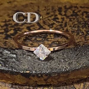 Women's Dainty Pillow Cut Solitaire Promise Ring - Minimalist Promise Ring